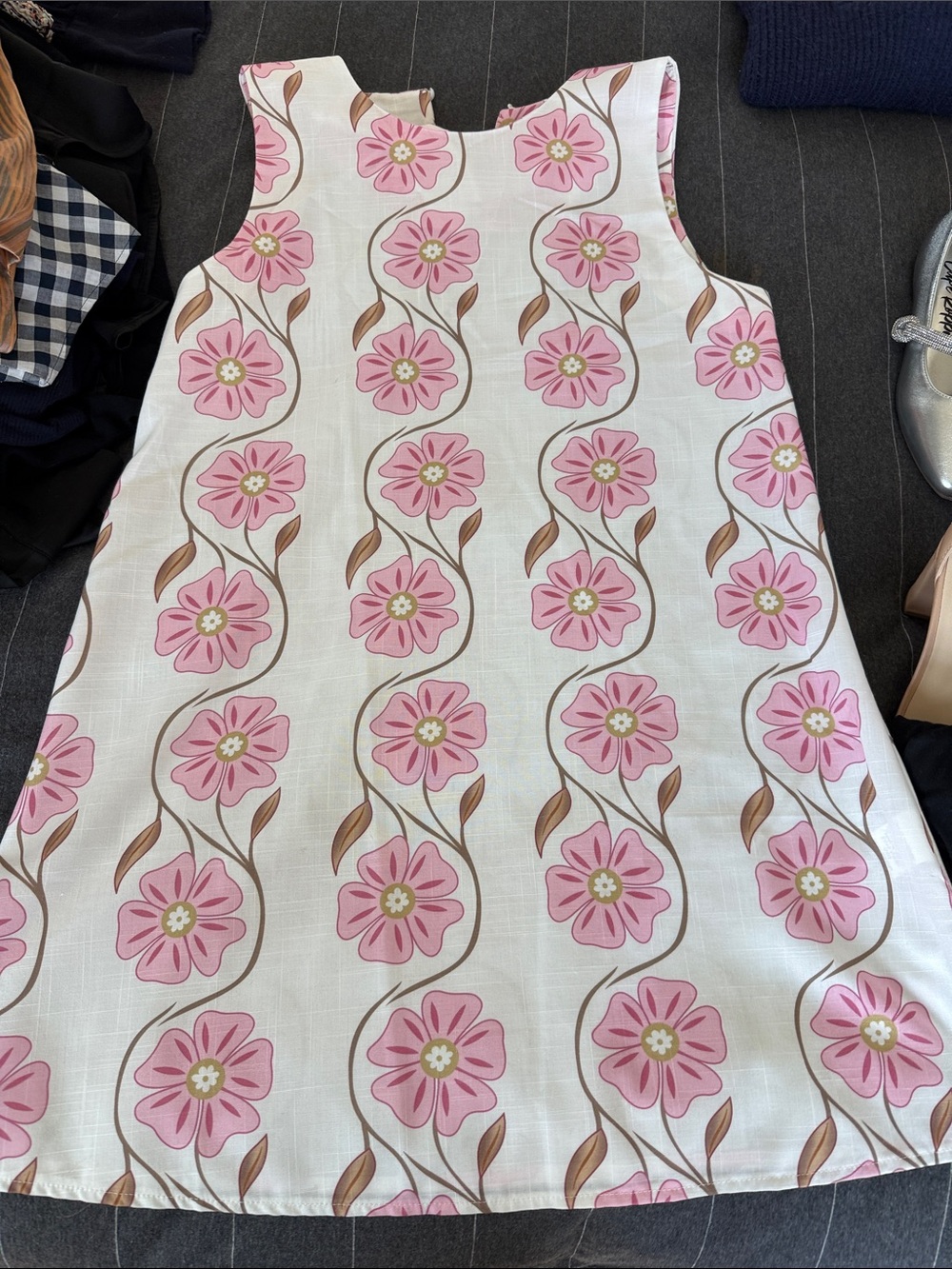 Pink Floral A-Line Dress - Sleeveless